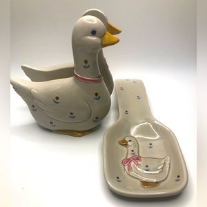 Otagiri vintage Geese napkin holder and spoon rest.
